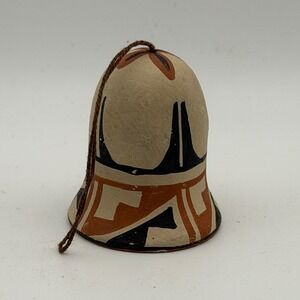 Vintage BTG Jemez Pueblo Pottery Bell Ornament Signed Tribal Southwestern Decor